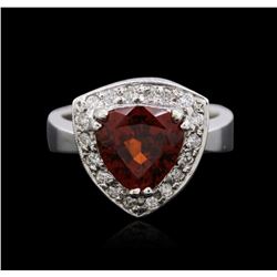 18KT White Gold 3.18ct Garnet and Diamond Ring