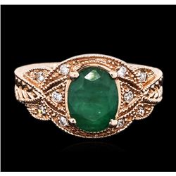 14KT Rose Gold 2.08ct Emerald and Diamond Ring