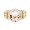 Image 1 : 14KT Yellow Gold 3.71ct Morganite and Diamond Ring