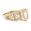 Image 2 : 14KT Yellow Gold 3.71ct Morganite and Diamond Ring