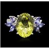 Image 1 : 10KT White Gold 6.00ct Lemon Quartz and Tanzanite Ring