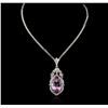 Image 1 : 14KT White Gold 40.03ct Kunzite and Diamond Pendant With Chain