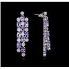 Image 2 : 14KT White Gold 3.78ctw Tanzanite and Diamond Earrings