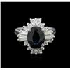 Image 1 : 2.48ct Sapphire and Diamond Ring - 14KT White Gold
