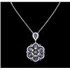 Image 1 : 14KT White Gold 6.13ctw Tanzanite and Diamond Pendant With Chain