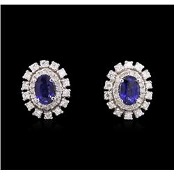 14KT White Gold 1.04ctw Sapphire and Diamond Earrings