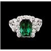 2.65ct Green Tourmaline and Diamond Ring - 18KT White Gold
