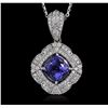 Image 1 : 14KT White Gold 2.31ct Tanzanite and Diamond Pendant With Chain