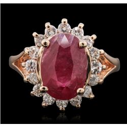 14KT Rose Gold 4.59ct Ruby and Diamond Ring