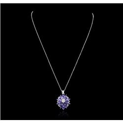 14KT White Gold 3.96ctw Tanzanite and Diamond Pendant With Chain