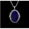 Image 2 : 14KT White Gold 12.29ct Lapis Lazuli and Diamond Pendant With Chain