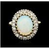 Image 1 : 14KT Yellow Gold 2.50ct Opal and Diamond Ring