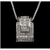 Image 2 : 3.36ctw Diamond Pendant With Chain - 18KT White Gold