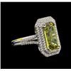 Image 2 : 4.86ct Yellow Topaz and Diamond Ring - 14KT White Gold