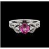 Image 1 : 1.04ct Pink Sapphire and Diamond Ring - 14KT White Gold