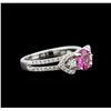 Image 2 : 1.04ct Pink Sapphire and Diamond Ring - 14KT White Gold