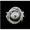 Image 1 : South Sea Cultured Pearl and Diamond Ring - 14KT White Gold