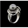 Image 3 : South Sea Cultured Pearl and Diamond Ring - 14KT White Gold