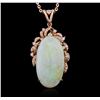 Image 2 : 14KT Rose Gold 19.53ct Opal and Diamond Pendant With Chain