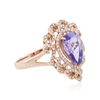 Image 2 : 14KT Rose Gold 1.79ct Tanzanite and Diamond Ring