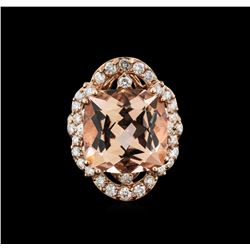 10.80ct Morganite and Diamond Ring - 14KT Rose Gold