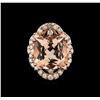 Image 1 : 10.80ct Morganite and Diamond Ring - 14KT Rose Gold