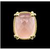 Image 1 : 30.62ct Rose Quartz, Pink Sapphire and Diamond Ring - 18KT Yellow Gold
