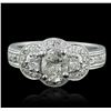 Image 1 : 18KT White Gold 1.48ctw Oval Cut Diamond Ring