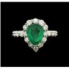 Image 1 : 2.10ct Emerald and Diamond Ring - 14KT White Gold