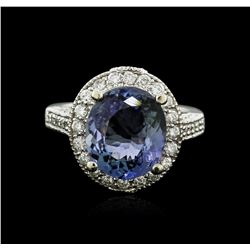 14KT White Gold 4.79ct Tanzanite and Diamond Ring