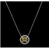 Image 2 : 1.00ct Citrine and Diamond Pendant With Chain - 14KT White Gold