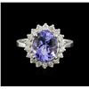 Image 1 : 4.34ct Tanzanite and Diamond Ring - 14KT White Gold