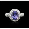 Image 1 : 14KT White Gold 3.37ct Tanzanite and Diamond Ring