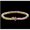 Image 2 : 14KT Yellow Gold 12.50ctw Sapphire and Diamond Bracelet