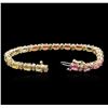 Image 3 : 14KT Yellow Gold 12.50ctw Sapphire and Diamond Bracelet