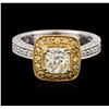 Image 1 : 18KT Two-Tone Gold 1.43ctw Fancy Light Yellow Diamond Ring