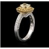 Image 3 : 18KT Two-Tone Gold 1.43ctw Fancy Light Yellow Diamond Ring