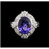 Image 1 : 4.22ct Tanzanite and Diamond Ring - 14KT White Gold