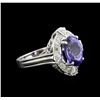 Image 2 : 4.22ct Tanzanite and Diamond Ring - 14KT White Gold