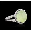 Image 2 : 14KT White Gold 14.74ct Green Tourmaline and Diamond Ring