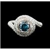 Image 1 : 14KT White Gold 1.29ctw Fancy Blue Diamond Ring