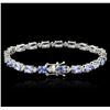 Image 2 : 14KT White Gold 9.14ctw Tanzanite and Diamond Bracelet