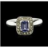 Image 1 : 14KT White Gold 0.64ct Tanzanite and Diamond Ring