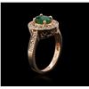 Image 3 : 14KT Rose Gold 1.12ct Emerald and Diamond Ring