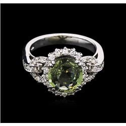 3.01ct Green Sapphire and Diamond Ring - 14KT White Gold