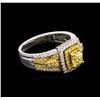 Image 2 : 1.27ctw Fancy Yellow Diamond Ring - 18KT Two-Tone Gold