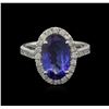 Image 1 : 3.37ct Tanzanite and Diamond Ring - 14KT White Gold