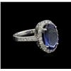 Image 2 : 3.37ct Tanzanite and Diamond Ring - 14KT White Gold