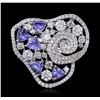 Image 1 : 14KT White Gold 1.60ctw Tanzanite and Diamond Ring