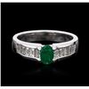 Image 1 : 14KT White Gold 0.43ct Emerald and Diamond Ring